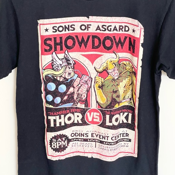 Marvel Thor Vs. Loki Sons of Asgard Showdown Event Poster T Shirt Adult Medium - Picture 2 of 4